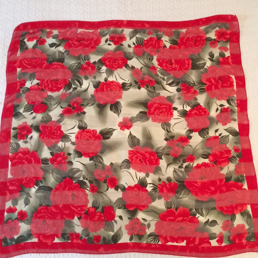 Elaine Gold Red Roses Florals Polyester Scarf
